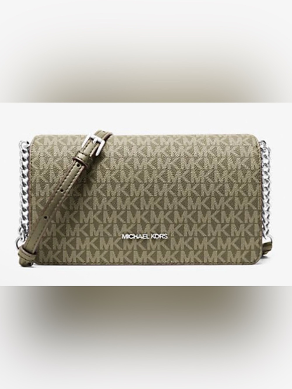 Michael Kors Jet Set Travel Signature Logo Md Full Flap Crossbody Bag in Olive